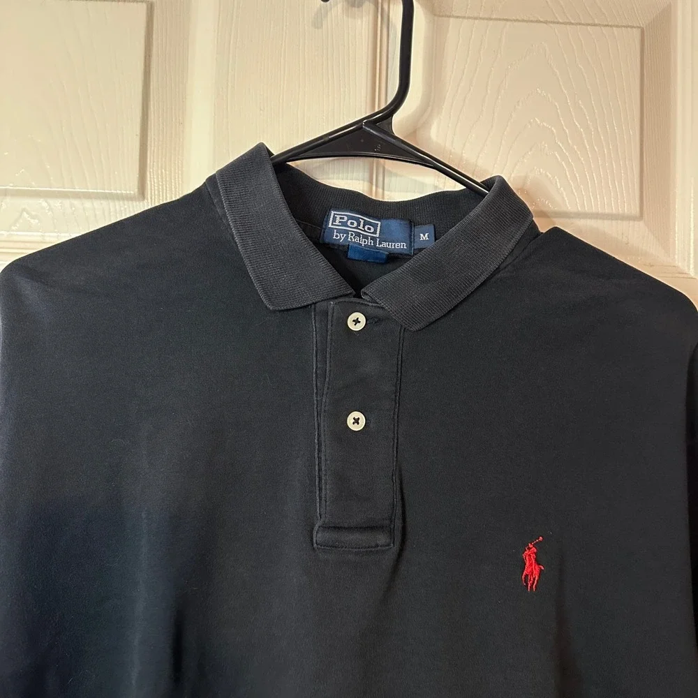 Polo Ralph Lauren Vintage Men's Polo Shirt Size M Black Office Business Casual